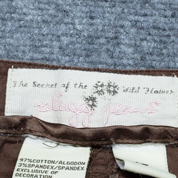 Plugg Jeans Capri Pants Womens 7 Dark Brown Cargo Pockets Button Zip Low Rise - Picture 4 of 10